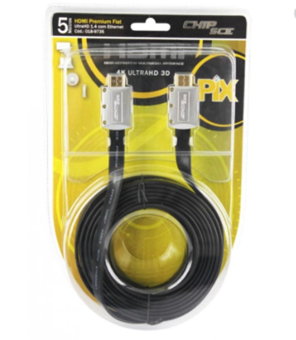 Cabo HDMI Premium Flat UltraHD 1.4 com Ethernet 5 metros