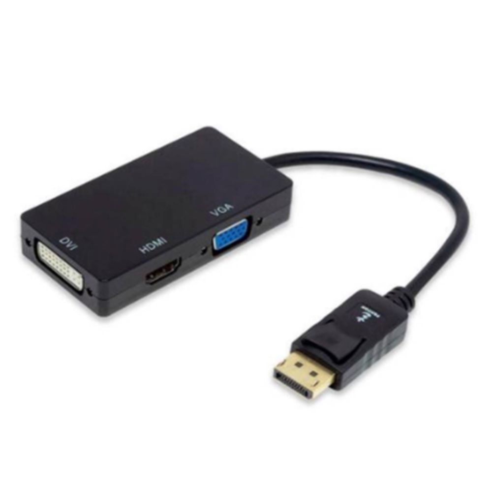 Conversor 3 em 1 DisplayPort macho para HDMI DVI 24+1 VGA